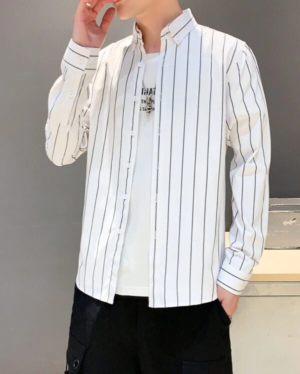 White Stripe Patterned Shirt | Jeno - NCT 3 White Stripe Patterned Shirt | Jeno - NCT