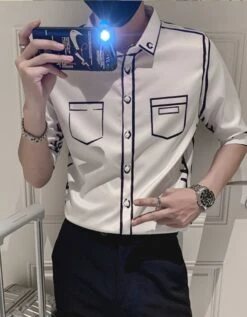 White Cartoon Short Sleeve Shirt | Jeongin - Stray Kids -Diva s Closet Jeongin Stray Kids White Cartoon Short Sleeve Shirt 5