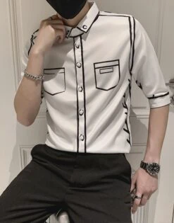 White Cartoon Short Sleeve Shirt | Jeongin - Stray Kids -Diva s Closet Jeongin Stray Kids White Cartoon Short Sleeve Shirt 7