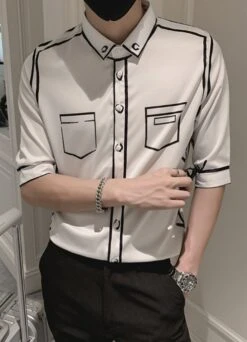 White Cartoon Short Sleeve Shirt | Jeongin - Stray Kids -Diva s Closet Jeongin Stray Kids White Cartoon Short Sleeve Shirt 8