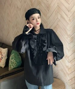 White Ruffled Blouse | Jeongin - Stray Kids -Diva s Closet Jeongin Stray Kids White Ruffled Shirt 1 600x715 1