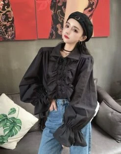 White Ruffled Blouse | Jeongin - Stray Kids -Diva s Closet Jeongin Stray Kids White Ruffled Shirt 11 600x765 1