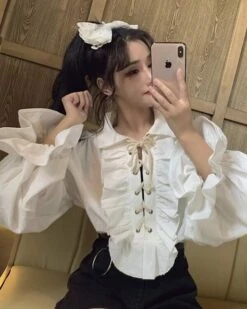 White Ruffled Blouse | Jeongin - Stray Kids -Diva s Closet Jeongin Stray Kids White Ruffled Shirt 13 e1643802345299 600x750 1