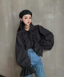 White Ruffled Blouse | Jeongin - Stray Kids -Diva s Closet Jeongin Stray Kids White Ruffled Shirt 15 600x719 1