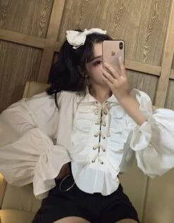 White Ruffled Blouse | Jeongin - Stray Kids -Diva s Closet Jeongin Stray Kids White Ruffled Shirt 19 e1643802283110 600x770 1