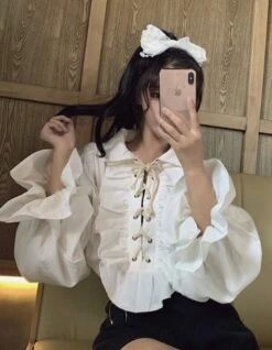 White Ruffled Blouse | Jeongin - Stray Kids -Diva s Closet Jeongin Stray Kids White Ruffled Shirt 22 e1643802251365 600x772 1