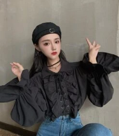 White Ruffled Blouse | Jeongin - Stray Kids -Diva s Closet Jeongin Stray Kids White Ruffled Shirt 27 600x683 1