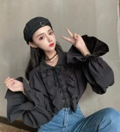 White Ruffled Blouse | Jeongin - Stray Kids -Diva s Closet Jeongin Stray Kids White Ruffled Shirt 28 600x660 1