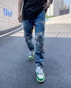 Blue Patchwork Distressed Jeans | Jimin - BTS -Diva s Closet Jimin BTS Blue Patchwork Distressed Jeans 1 600x745 1