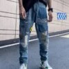 Blue Patchwork Distressed Jeans | Jimin - BTS -Diva s Closet Jimin BTS Blue Patchwork Distressed Jeans 9 600x721 1