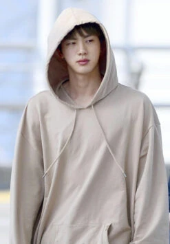 Beige Oversized Kangaroo Pocket Hoodie | Jin - BTS -Diva s Closet Jin Oversized Kangaroo Pocket Hoodie Inspiration 1 e1694067451782 600x862 1