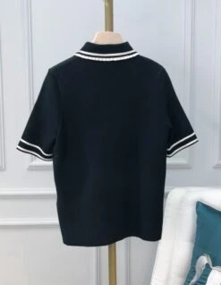 Black Doll Collar Knit Polo Shirt | Jisoo -BlackPink -Diva s Closet Jisoo Black Doll Collar Knit T Shirt 9 e1678033465619 600x772 1
