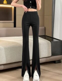 Black Front Slit Pants | Jisoo - BlackPink -Diva s Closet Jisoo BlackPink Black Front Slit Pants 3 600x781 1