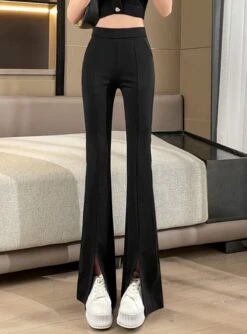 Black Front Slit Pants | Jisoo - BlackPink -Diva s Closet Jisoo BlackPink Black Front Slit Pants 4 600x811 1