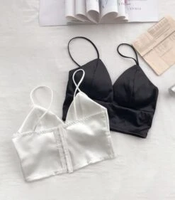 Black Silk Cropped Top | Jisoo -BlackPink -Diva s Closet Jisoo BlackPink Black Silk Cropped Top 7 600x682 1