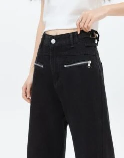 Black Zipper Pocket Straight Jeans | Jisoo - BlackPink -Diva s Closet Jisoo BlackPink Black Zipper Pocket Straight Jeans 3 600x762 1
