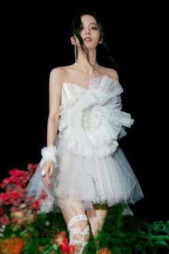 White Tulle Flower Embellished Dress | Jisoo - BlackPink -Diva s Closet Jisoo BlackPink White Tulle Flower Embellished Dress 1 1 600x900 1