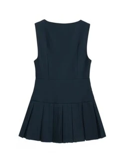 Blue Button-Up Pleated Vest Dress | Jiwoo - NMIXX -Diva s Closet Jiwoo NMIXX Blue Button Up Pleated Vest Dress 10