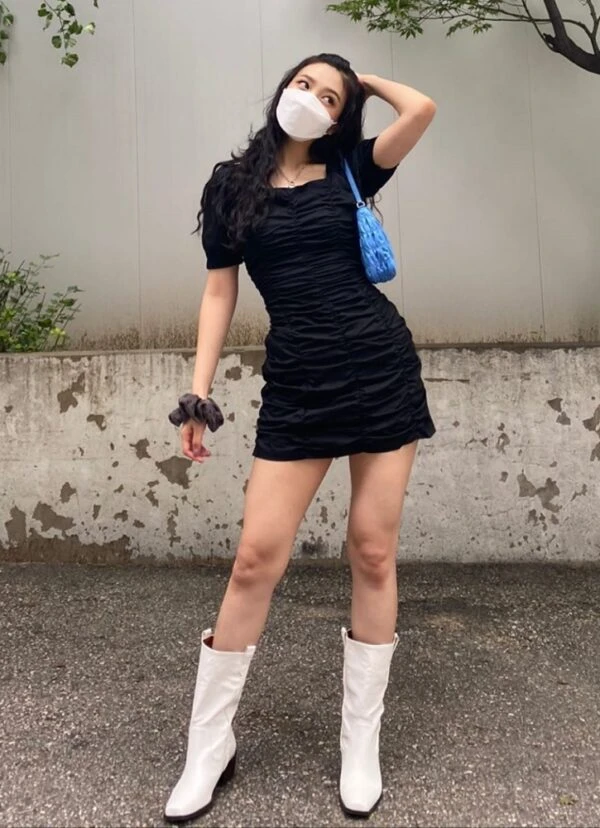 Black Pleated Hip Dress | Joy - Red Velvet 12 Black Pleated Hip Dress | Joy - Red Velvet - Image 10