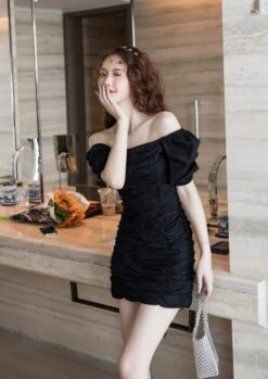 Black Pleated Hip Dress | Joy - Red Velvet 17 Black Pleated Hip Dress | Joy - Red Velvet -Diva s Closet Joy Red Velvet Black Pleated Hip Dress 6 e1646319323922