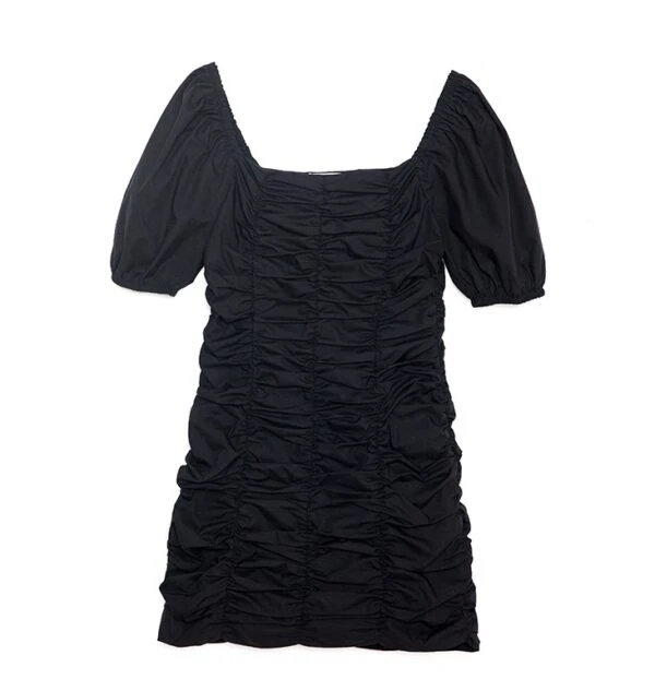 Black Pleated Hip Dress | Joy - Red Velvet 10 Black Pleated Hip Dress | Joy - Red Velvet - Image 8