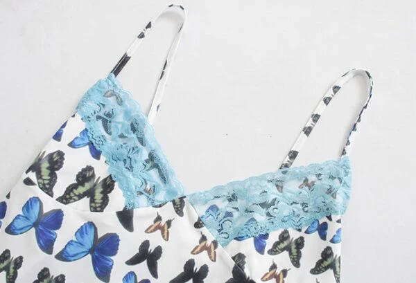 Blue Butterfly V-Neck Camisole | Joy - Red Velvet 4 Blue Butterfly V-Neck Camisole | Joy - Red Velvet - Image 2