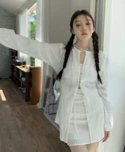 White Long Sleeves Textured Shirt | Joy - Red Velvet -Diva s Closet Joy Red Velvet White Long Sleeves Textured Shirt 6 600x732 1