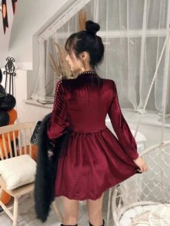 Wine Red Studded Mini Dress | Joy - Red Velvet -Diva s Closet Joy Red Velvet Wine Red Studded Mini Dress 6 600x794 1