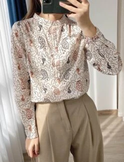 Beige Paisley Long Sleeve Shirt | Jungkook - BTS -Diva s Closet Jungkook BTS Beige Paisley Long Sleeve Shirt 3
