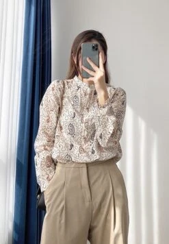 Beige Paisley Long Sleeve Shirt | Jungkook - BTS -Diva s Closet Jungkook BTS Beige Paisley Long Sleeve Shirt 6