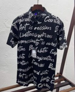 Black Short Sleeves Scribble Print Shirt | Jungkook - BTS