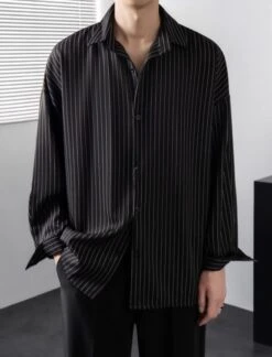 Black Striped Button Down Shirt | Jungkook - BTS