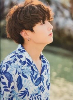 Blue Leaves Pattern Collared Shirt | Jungkook - BTS -Diva s Closet Jungkook BTS Blue Leaves Pattern Collared Shirt 1 600x818 1