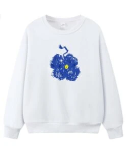 White Flower Print Sweatshirt | Junkyu - Treasure