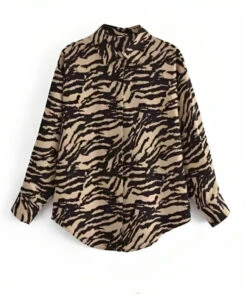 Brown Leopard Print Button-Up Shirt | Jurin - XG