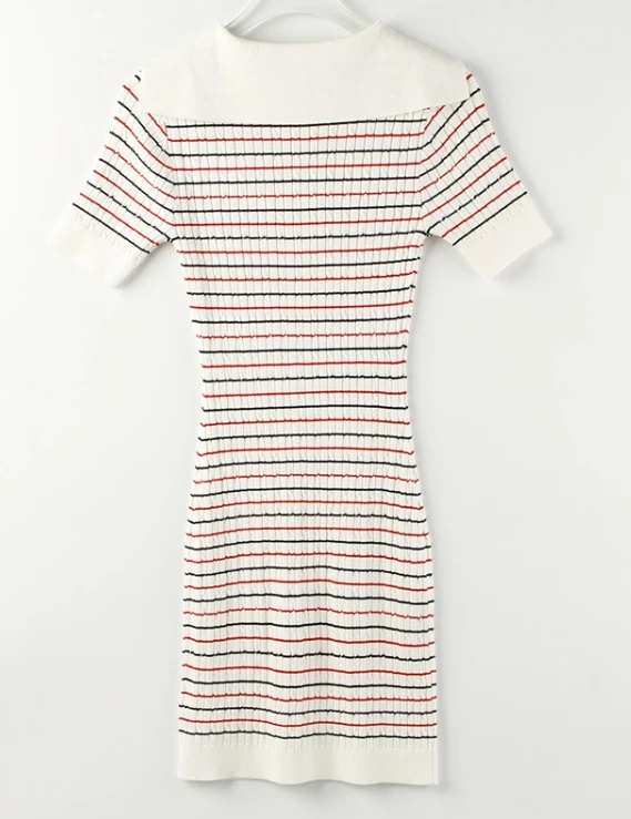 White Collared Stripe Dress | Kazuha - Le Sserafim 10 White Collared Stripe Dress | Kazuha - Le Sserafim - Image 8