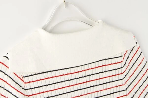 White Collared Stripe Dress | Kazuha - Le Sserafim 12 White Collared Stripe Dress | Kazuha - Le Sserafim - Image 10