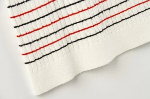 White Collared Stripe Dress | Kazuha - Le Sserafim 16 White Collared Stripe Dress | Kazuha - Le Sserafim - Image 14