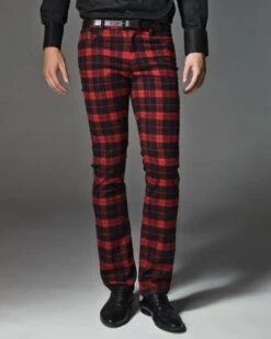 Red Plaid Retro Pants | LeeKnow - Stray Kids
