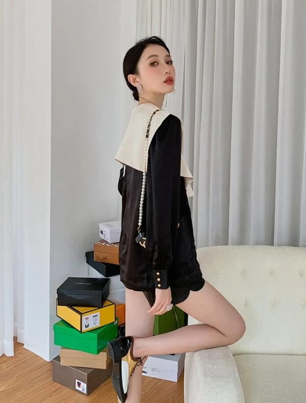 Black French Collared Blouse | Lia - ITZY 14 Black French Collared Blouse | Lia - ITZY - Image 12