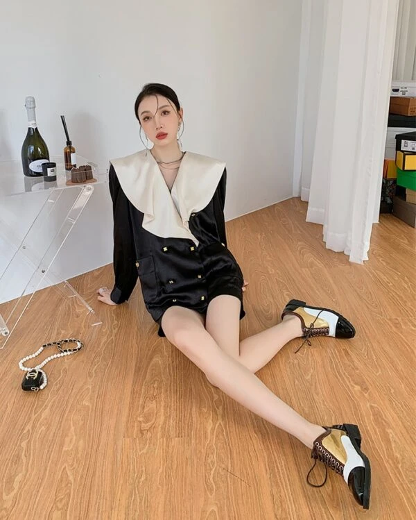 Black French Collared Blouse | Lia - ITZY 8 Black French Collared Blouse | Lia - ITZY - Image 6