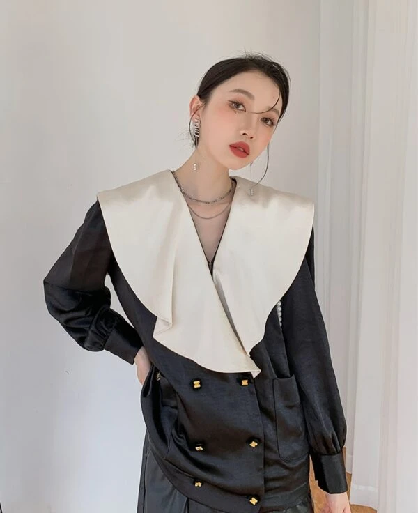 Black French Collared Blouse | Lia - ITZY 13 Black French Collared Blouse | Lia - ITZY - Image 11