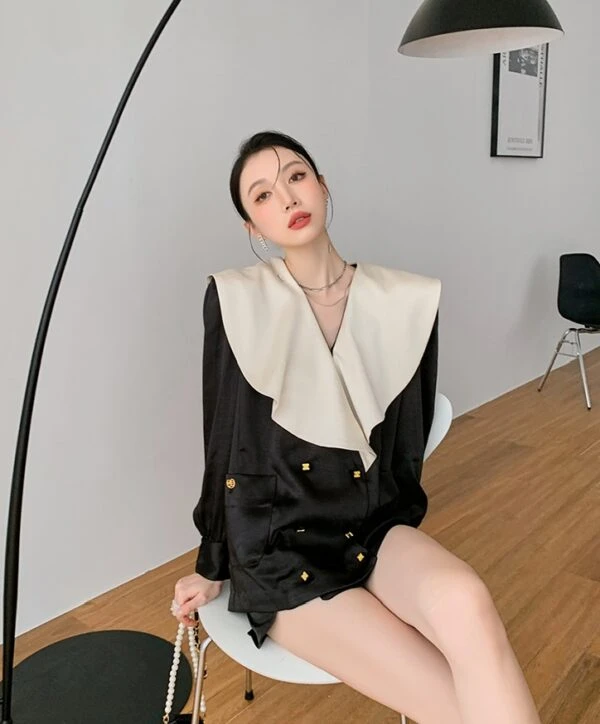 Black French Collared Blouse | Lia - ITZY 12 Black French Collared Blouse | Lia - ITZY - Image 10