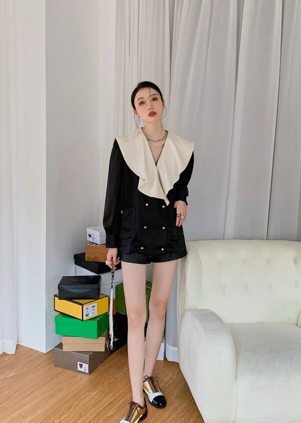 Black French Collared Blouse | Lia - ITZY 9 Black French Collared Blouse | Lia - ITZY - Image 7