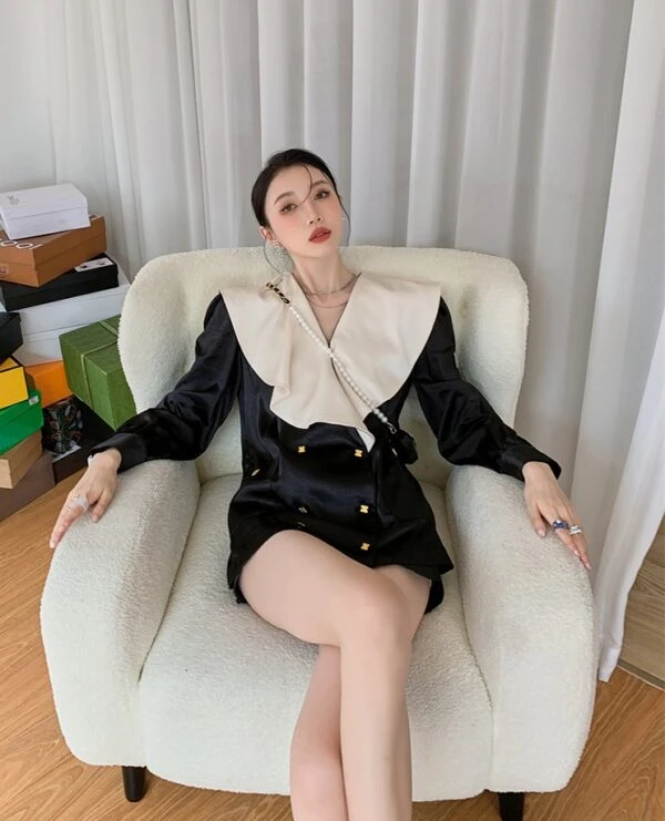 Black French Collared Blouse | Lia - ITZY 11 Black French Collared Blouse | Lia - ITZY - Image 9