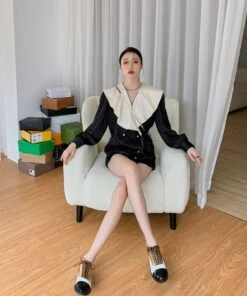 Black French Collared Blouse | Lia - ITZY 17 Black French Collared Blouse | Lia - ITZY -Diva s Closet Lia ITZY Black French Collared Top 8 600x718 1