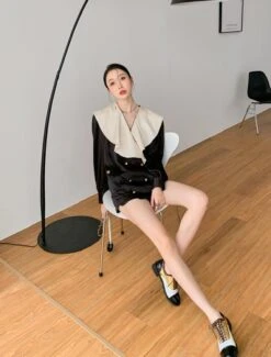 Black French Collared Blouse | Lia - ITZY 23 Black French Collared Blouse | Lia - ITZY -Diva s Closet Lia ITZY Black French Collared Top 9 600x790 1