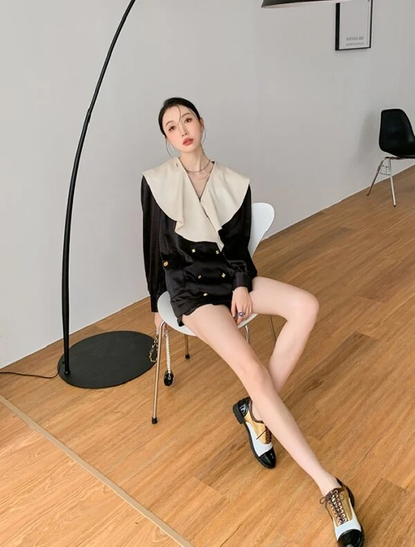 Black French Collared Blouse | Lia - ITZY 10 Black French Collared Blouse | Lia - ITZY - Image 8