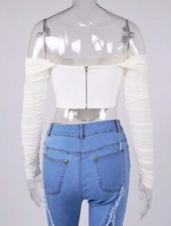 White Mesh Sleeve Corset Top | Lia - ITZY 16 White Mesh Sleeve Corset Top | Lia - ITZY -Diva s Closet Lia ITZY White Mesh Sleeve Corset Top 3 600x793 1