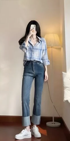 Light Blue Plaid Shirt | Renjun - NCT -Diva s Closet Light Blue Plaid Shirt Renjun NCT 1